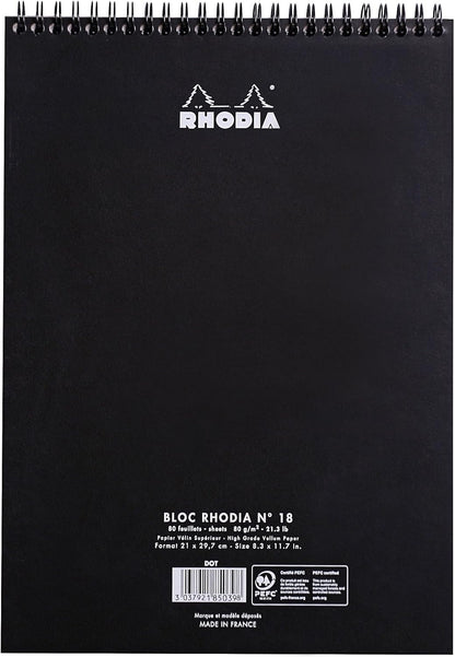 Rhodia #16 Wirebound Notepad 5.8" x 8.3" Dot Pad, Orange Cover