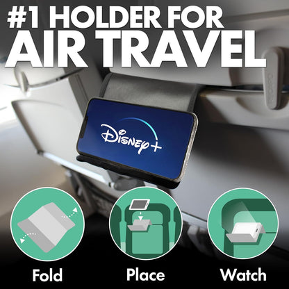 Flight Flap Airplane Phone Holder, Flexible Cell Phone Holder, Folding Cellphone Stand for Desk, Bed, Office, Treadmill - Airplane Gadgets for Long Travel Accessories - Plane Essentials (Green)