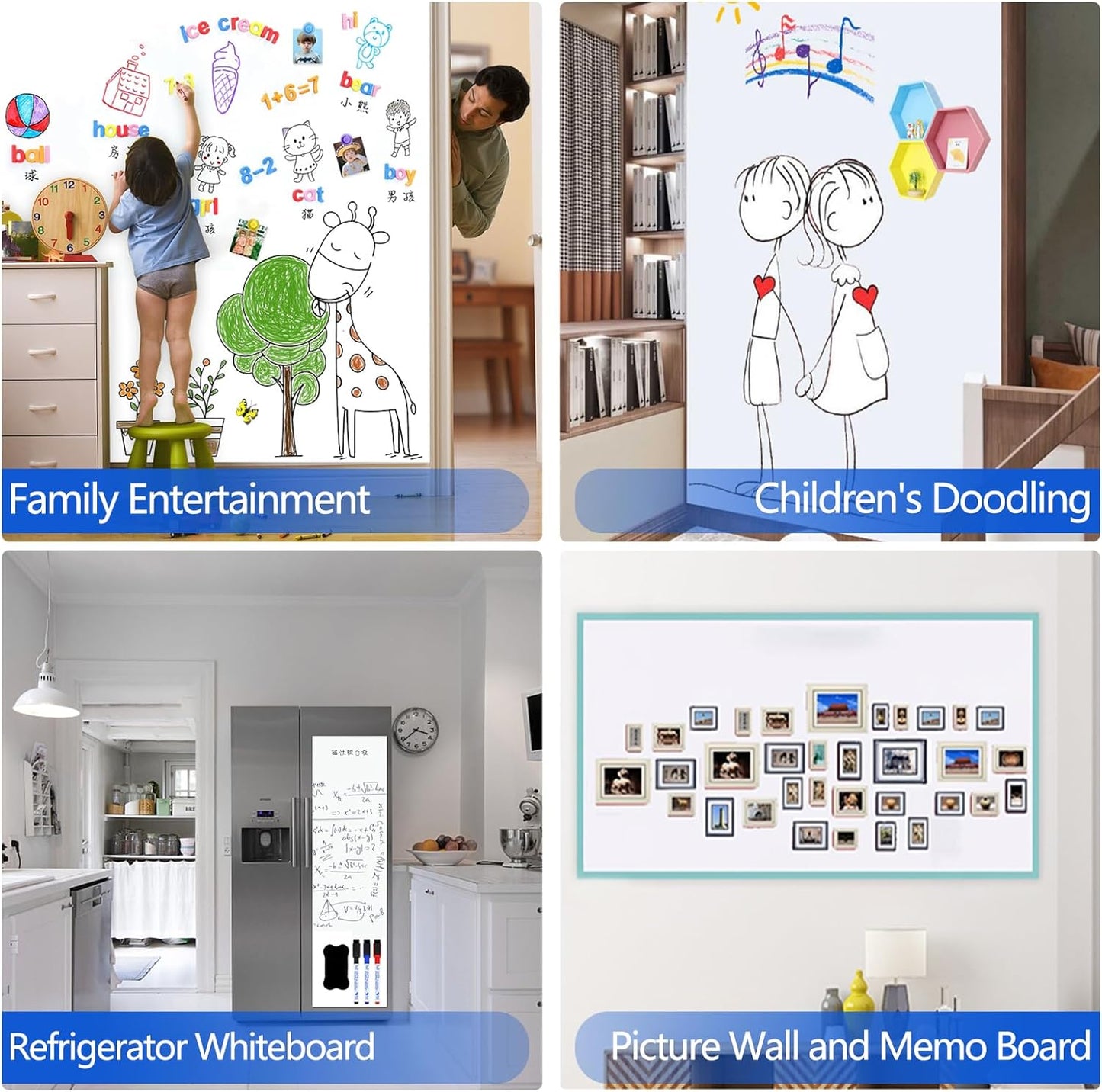 Self-Adhesive Dry Erase Whiteboard Sticker, 31.50" x 15.75" Magnetic Receptive White Board Wall Film, No Ghosting, Easy Write & Clean | Peel & Stick for Office, Home & Classroom,Incl. Accessories