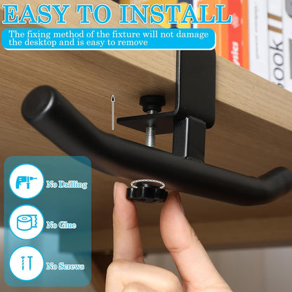 Geelin Bag Hook for Desk Table Heavy-Duty Backpack Hanger Clamp On Purse Holder Adjustable Under Desk Bag Hook for Headphones Handbag Hanger for Classroom Dorm Back to School(Beige)