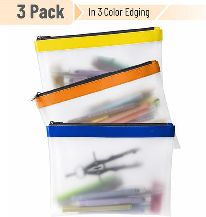 Mr. Pen- Clear Pencil Pouch, 8.50"x4.25", 3 Pack, Durable TPU Material, Medium Water-Resistant Pencil Bags with Smooth Zipper, Multipurpose Clear Pouch for Stationery, School, Office, Travel Supplies