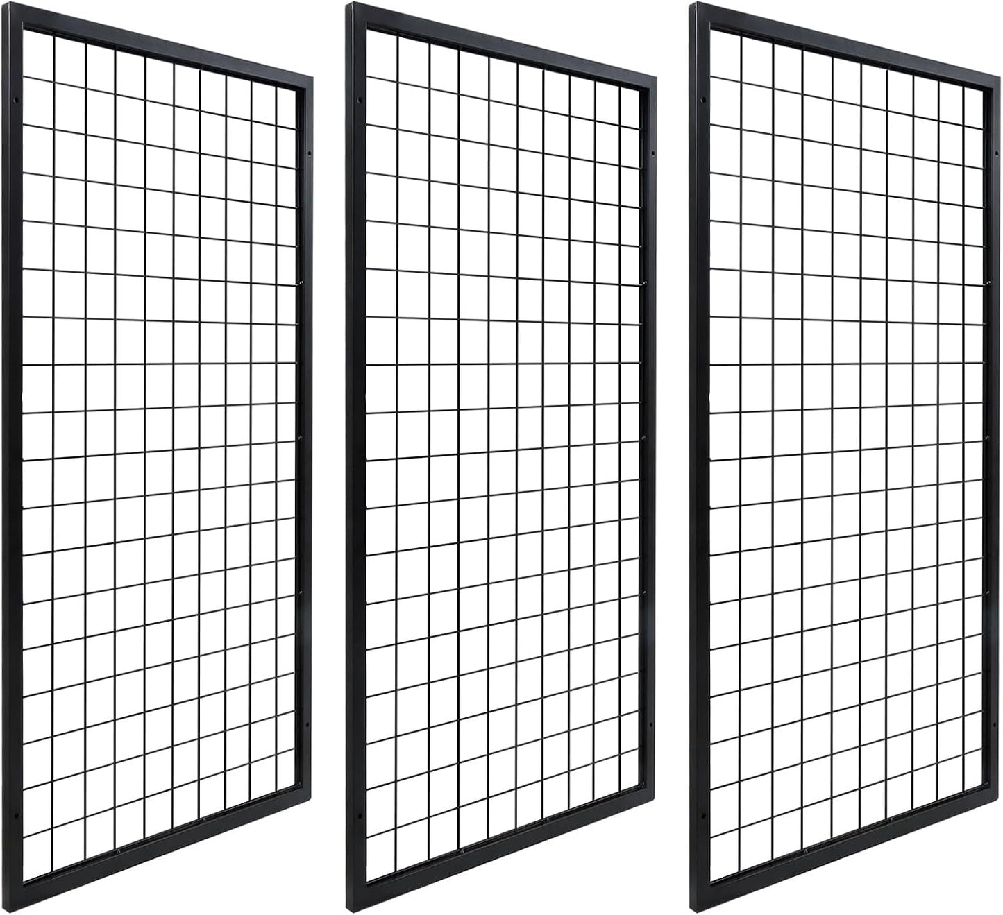 NectaCol 3 Packs Grid Wall Panels, Metal Black Wire Grid Panel, Gridwall Display Rack, Heavy Duty Gridwall Panels for Retail Display