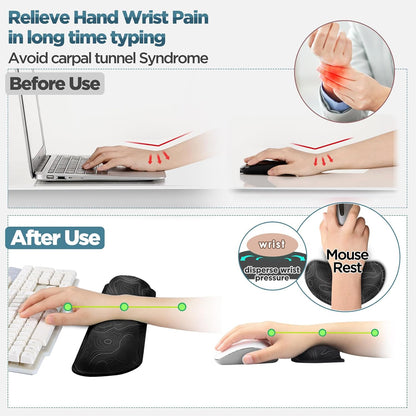Gimars Upgrade Enlarge Silky and Superfine Fabric Gel Memory Foam Keyboard Wrist Rest Set, Ergonomic Keyboard Mouse Wrist Support for Typing Pain Relief, Comfort for Office, Gaming, Computer, Black