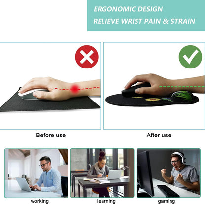 Mouse Pad with Wrist Support, Ergonomic Mouse Pad with Memory Foam Wrist Rest Cushion, Non-Slip Rubber Base Gaming Mice Pad for Home Office Computer Laptop, Flowers Grass