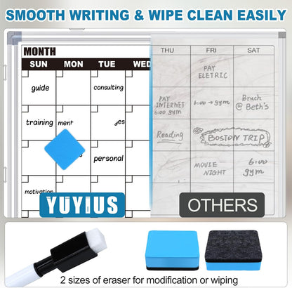 Weekly Planner Whiteboard, Weekly Dry Erase Board for Wall 16" x 12", Double-Sided Weekly Calendar Whiteboard with Pen Tray & Hook, Hanging Writing Schedule Board for Home, School, Office
