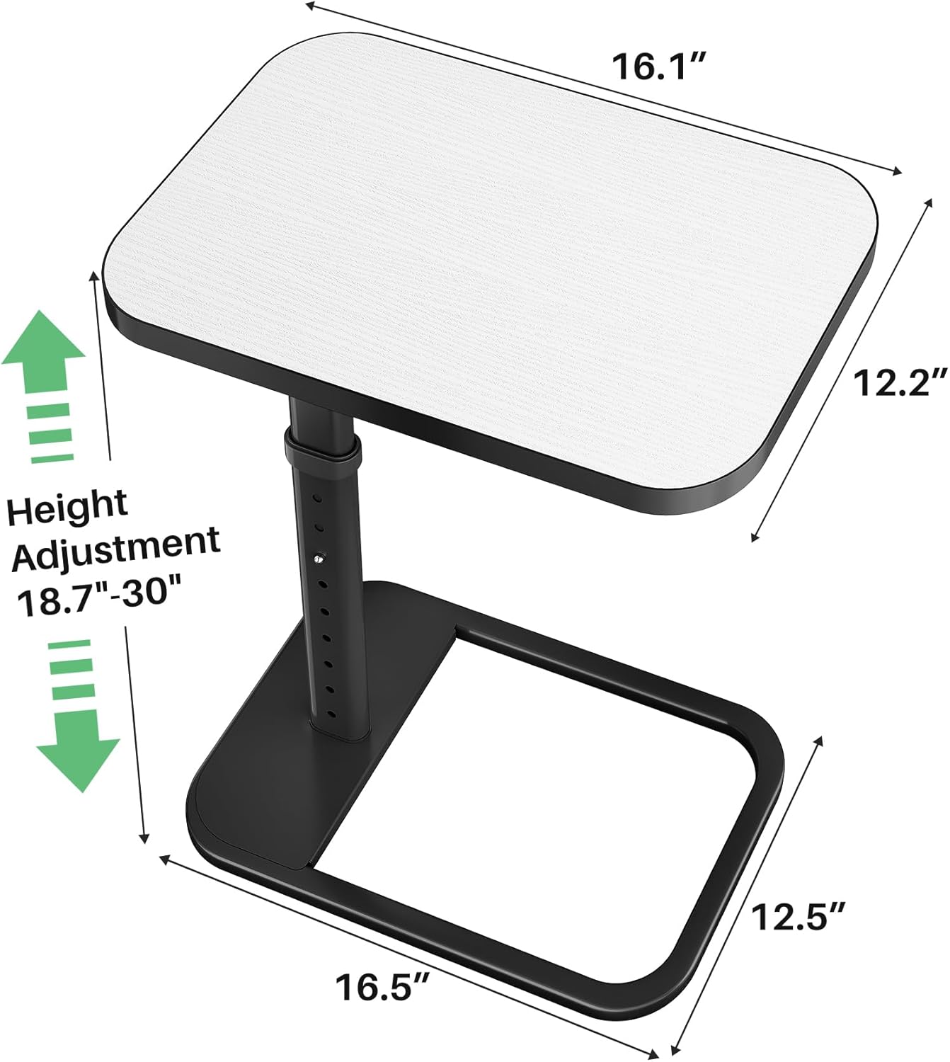 Kitstorack TV Tray Table, Adjustable Height & Flip-Top & Rounded Metal Corners, Snack Table for Couch, Sofa, Bed, Chair, Living Room, C Shaped End Side Table for Eating, Dinner or Laptop, Small Spaces