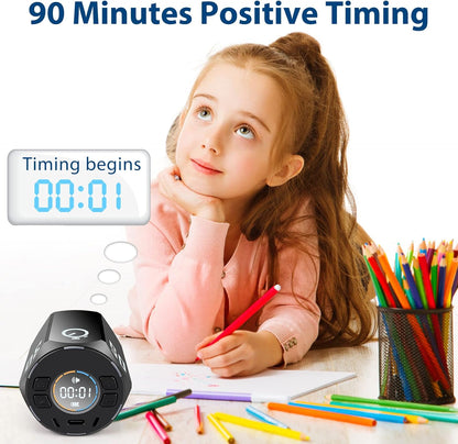Multi-Hexagon Pomodoro Timer, Digital Cube With Various Time Presets, Magnetic Visual & Flip Focus, Rotating Display, Silent & Alarm, Count Up & Countdown for Classroom, Cook, Gym, Office