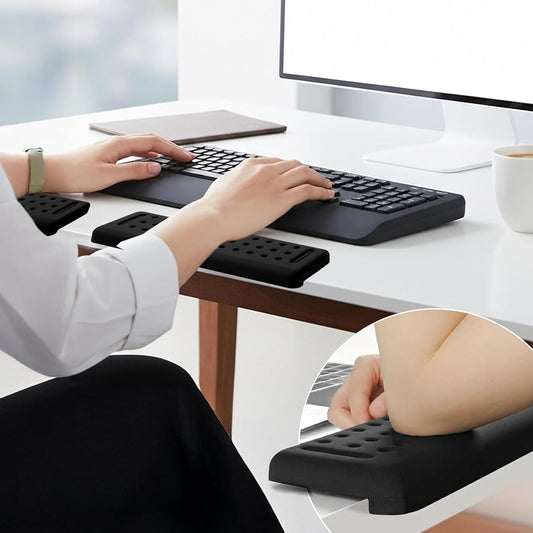 Keyboard Wrist Rest with Edge Protector - 11.8 Inch 2 Pack L Shaped Desk Pad - Ergonomic Memory Foam Wrist Support for Keyboard - for Office, Gaming, Computers and Laptops - Smooth Cover Cushion