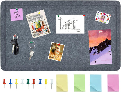 Vuzvuv Black 28"x16" Large Cork Board with 50 Push Pins & Sticky Notes, Self-Adhesive Bulletin Board for Wall, Felt Pin Vision Board for Paste Notes,Schedules Offices Home