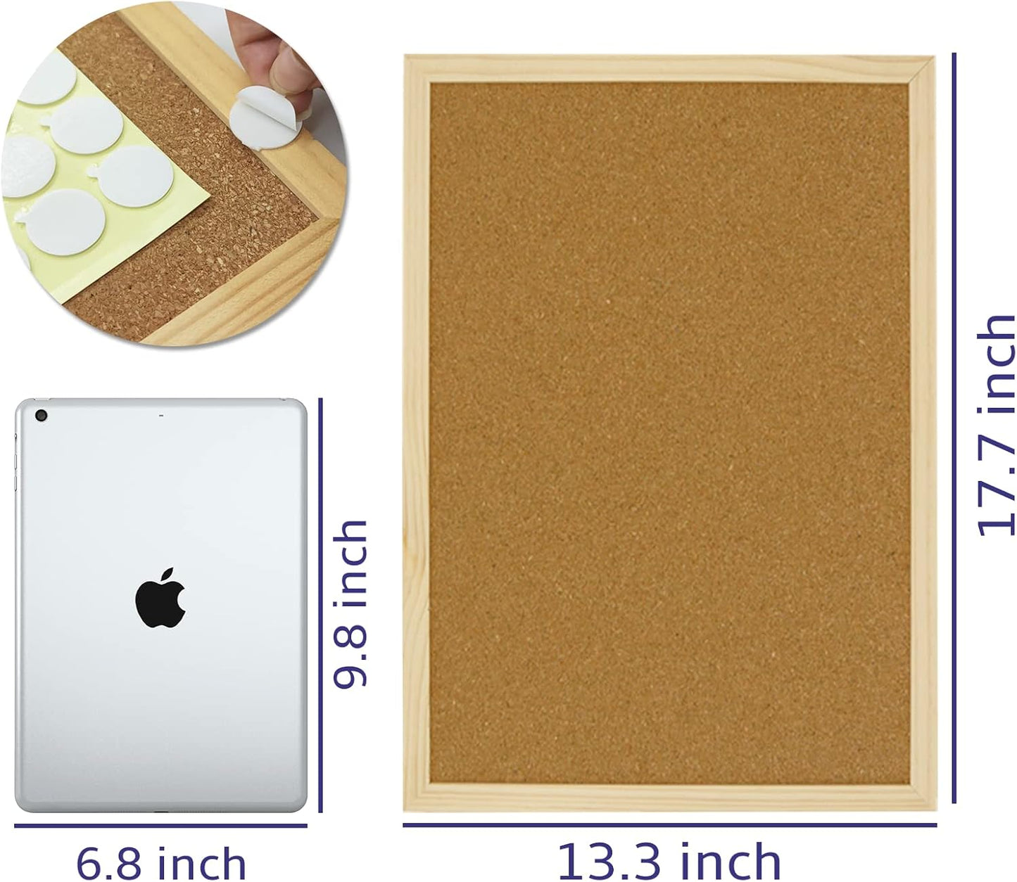 OWLKELA Cork Board 14.6"X 11", Notice Pin Board, Memo Board, Vision Board, Bulletin Board for Office, Classroom or Home, Mounting Hardware and Push Pins Included, Wooden Frame