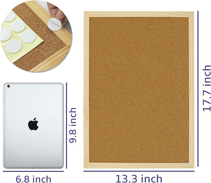 OWLKELA Cork Board 14.6"X 11", Notice Pin Board, Memo Board, Vision Board, Bulletin Board for Office, Classroom or Home, Mounting Hardware and Push Pins Included, Wooden Frame