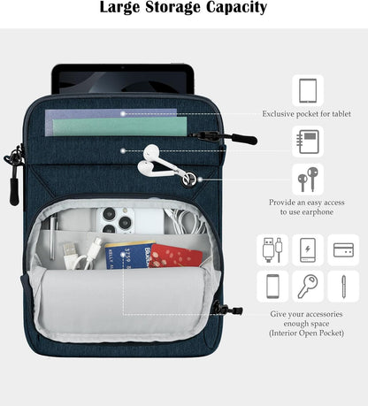 Dadanism 9-11 Inch Tablet Sleeve Bag with Shoulder Strap for iPad (A16) 11", iPad Air M4 Pro M5 11", i-Pad 10th Gen 10.9", i-Pad 9/8/7th Gen 10.2", Galaxy Tab A11+ Plus 11", reMarkable 2 10.3", Black