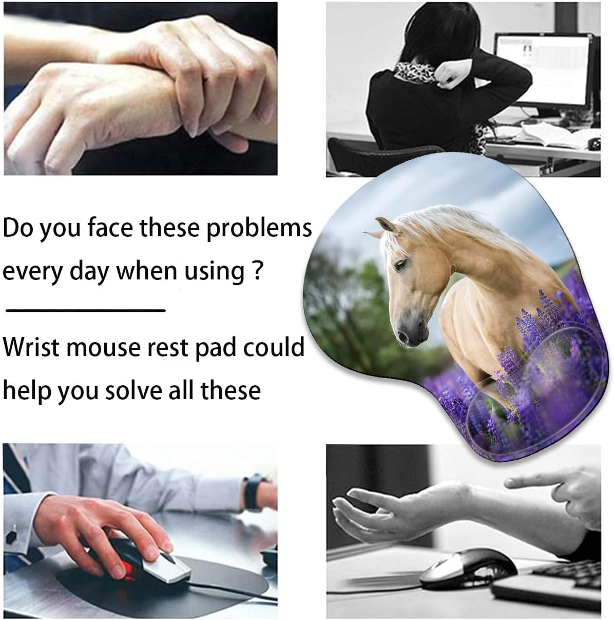 Mouse Wrist Rest and Keyboard Wrist Rest Pad Set, Non-Slip Rubber Base Smooth Surface Ergonomic Gaming Mouse Pad for Easy Typing and Pain Relief, Antique Blue Wood Grain Dog Paw + Coaster