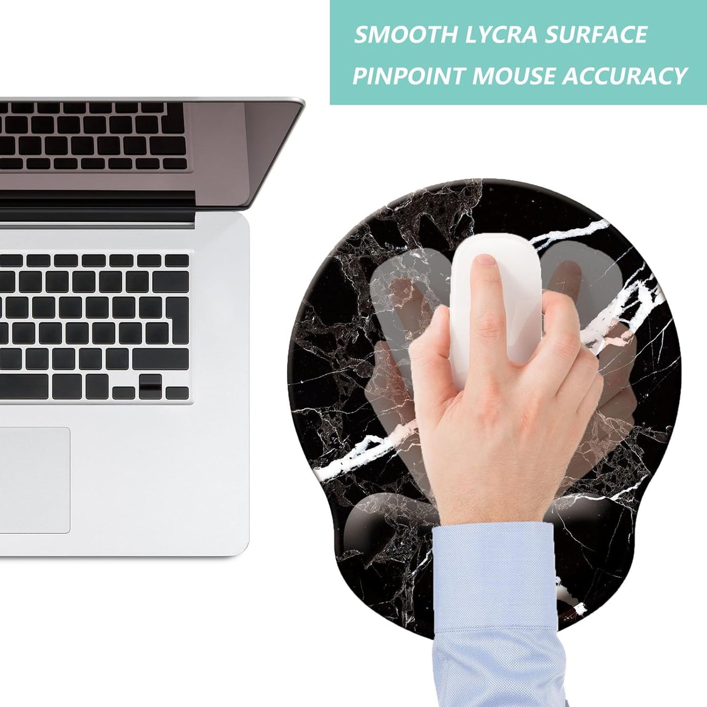 Mouse Pad with Wrist Support, Ergonomic Mouse Pad with Memory Foam Wrist Rest Cushion, Non-Slip Rubber Base Gaming Mice Pad for Home Office Computer Laptop, Flowers Grass