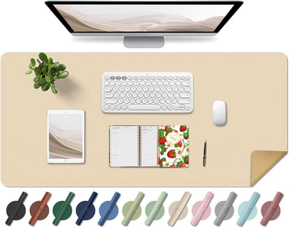 Non Slip Desk Mat, 31.5" x 15.7" PU Leather Desk Pad, Cork Desk Mat for Desktop, Desk Pad for Keyboard and Mouse, Ideal for Office and Home, Black
