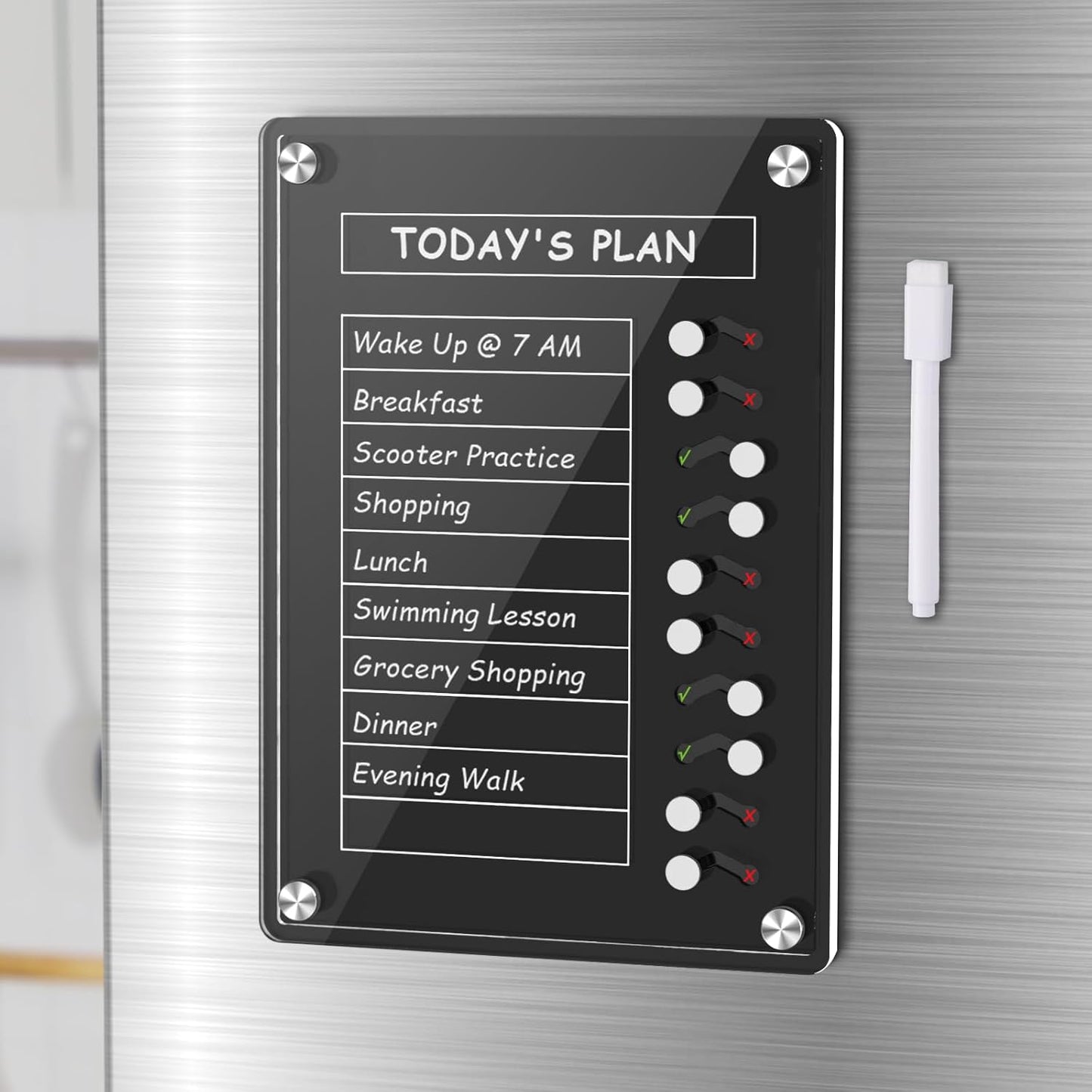 NiHome Acrylic Magnetic to Do List Planning Board with Sliders & Desktop Stand, Chore Chart for Kids & Adults, Checklist Routine Chart Task Board for Fridge & Desk, for Magnetic Metal Surfaces Only