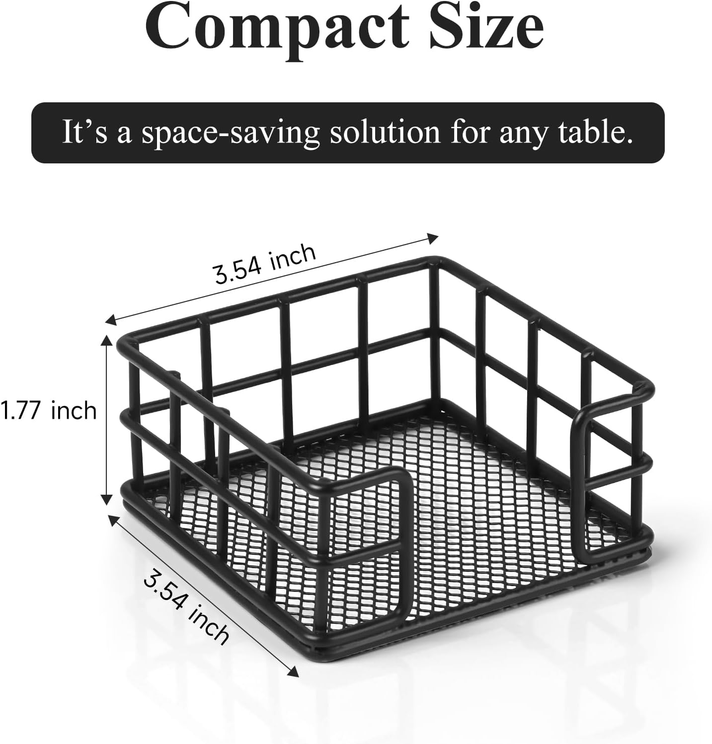 OWLMATE Metal Sticky Note Holder 3.54 x 3.54x1.77 Square Black Dispenser for Desk Office Dorm