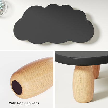 AFOOYO Monitor Stand Riser,Cloud-Shaped Sturdy Wood 16.5In Computer Monitor Riser Wirh Drawer, Multi-Purpose Desktop Organizer Riser for Computer,Laptop,Printer,TV,White