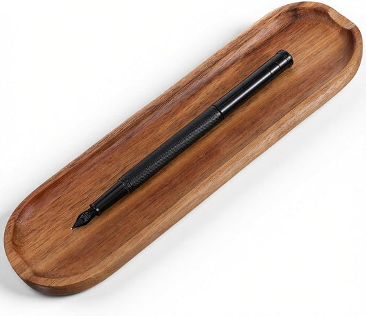 SynHHergyx Wooden Pen Tray Wood Brown Tray Pen Holder Wooden Desk Trays Desk Accessories, Minimalist Pencil Rest Suitable for Home, Office Art Accessories