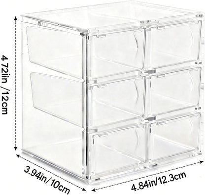 Acrylic Drawer Organizer, Clear Desk Organizer with Drawer, Plastic Stackable Storage Drawers with 6 Drawers, Dustproof Organizers for Jewelry, Craft, Office Supplies