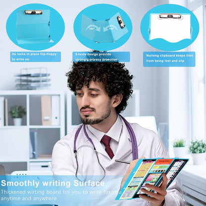 Foldable Nursing Clipboard with Storage - Portable & Compact Medical Clipboard for Nurses, Doctors, and Students - Includes Medical Reference Cheat Sheets and Pen Holder(Purple)