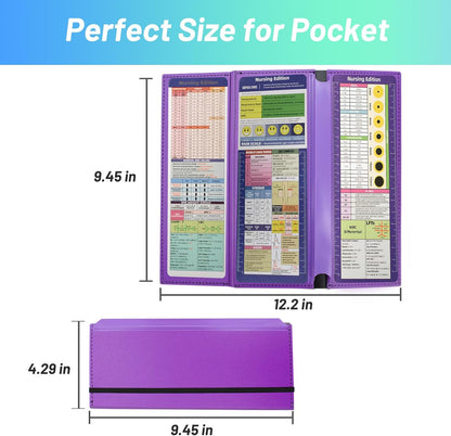 TWUTGAYW Nursing Clipboard, Portable Foldable Clipboard Pocket Size, 3 Layers Clip Board with Pen Holder for Students, Doctors, Nursing Edition clipboard with Elastic Band Notepad (Purple)