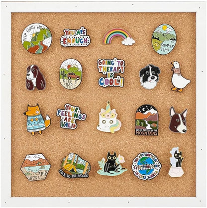 BENECREAT Pin Board Square Cork Board, 0.8inch Thick Bulletin Display Board Wall Mounted Cork Board for Brooch Pin Storage, Office Home Festival Wedding Decor, 7.8x7.8inch