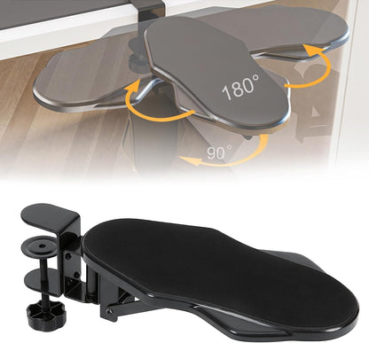 Computer Arm Rest for Desk, 180° Adjustable Rotating Desk Extender Tray, 90° Foldable Elbow Arm Support, Ergonomic Desk Arm Wrist Rest Shelf for Home and Office