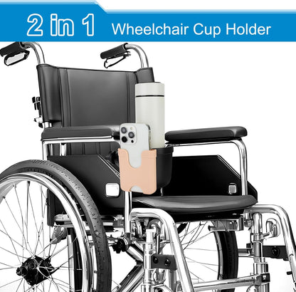Accmor 2-in-1 Walker Cup Holder with Phone Holder, Wheelchair Cup Holder, Rollator Cup Holder, Cup Phone Holder for Walker, Wheelchair, Rollator, Mobility Scooter