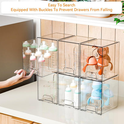 Yieach 8 Pack Small Clear Stackable Storage Drawers,2.2'' Tall Desk Organization and Storage,Plastic Office Supply Organizer,Acrylic Storage Containers for Makeup,Hair Clip,Accessory,Pen,Art Crafts