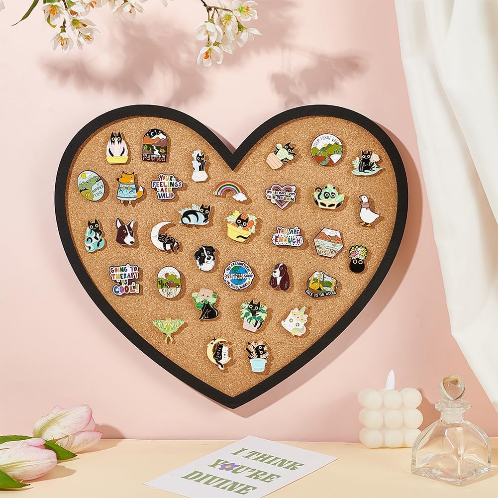 BENECREAT Pin Board Square Cork Board, 0.8inch Thick Bulletin Display Board Wall Mounted Cork Board for Brooch Pin Storage, Office Home Festival Wedding Decor, 7.8x7.8inch