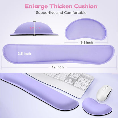 Gimars Upgrade Enlarge Silky and Superfine Fabric Gel Memory Foam Keyboard Wrist Rest Set, Ergonomic Keyboard Mouse Wrist Support for Typing Pain Relief, Comfort for Office, Gaming, Computer, Black