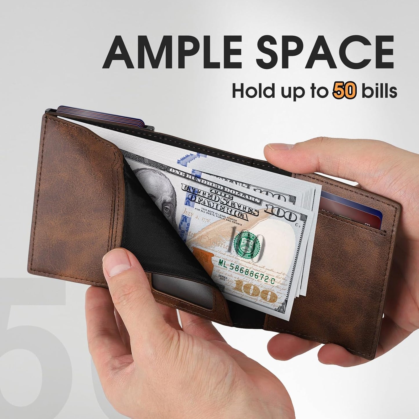 GAOCHALE Mens Wallet for Samsung Smarttag2 Pop up Card Holder Compatible with Samsung Tag RFID Blocking Wallet for Men 10-14 Card Capacity | ID Window | Cash Slot(Carbon)