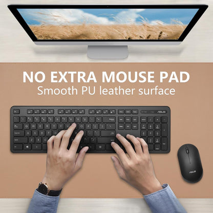 Dual-Sided Desk Pad, Large Mouse Pad - Natural Cork & PU Leather Non-Slip Waterproof Desk Mats for Office and Home (Blue, 31.5" x 15.7")