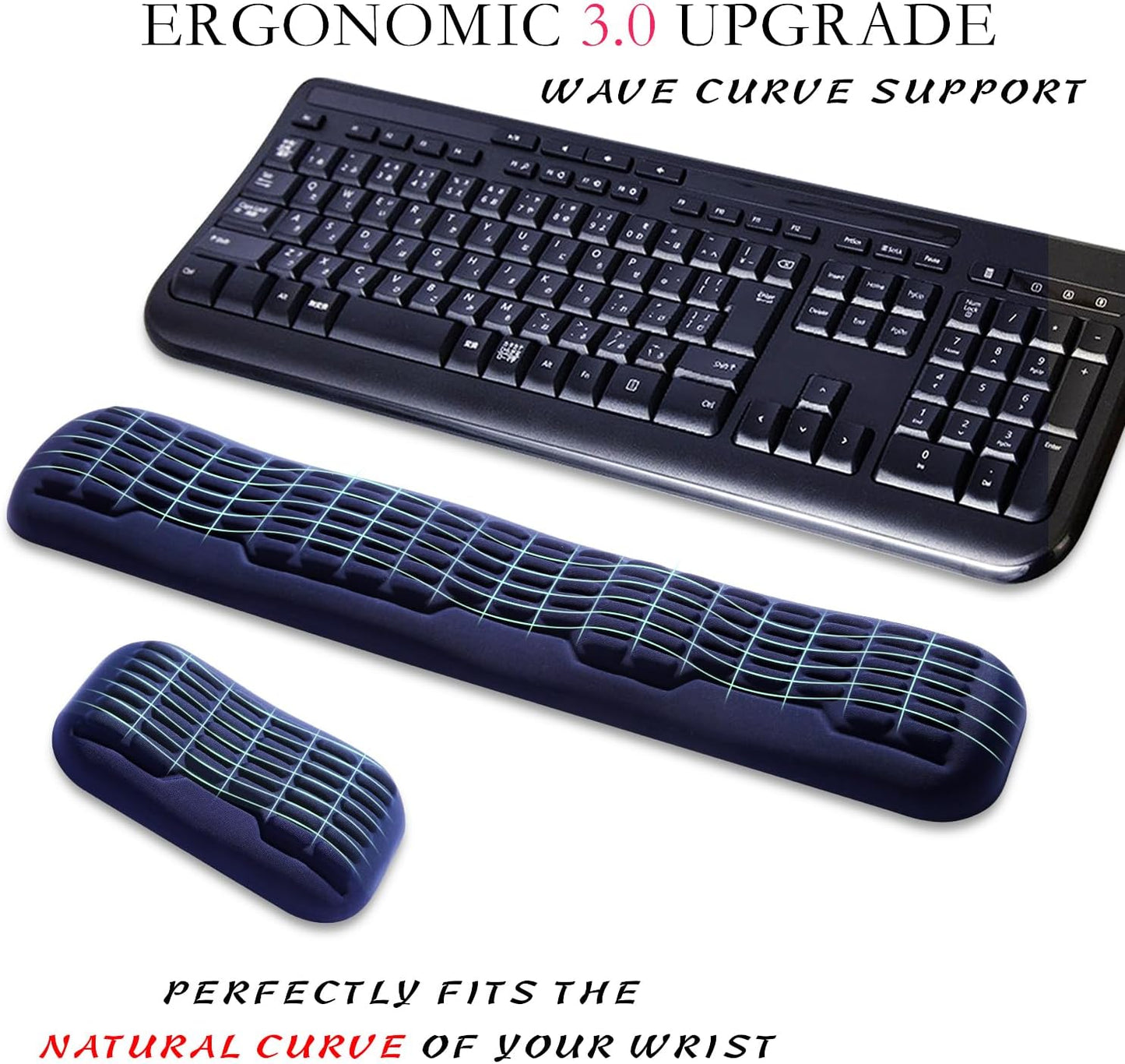 UnivoColors Ergonomic Mouse Wrist Rest,Latest 3.0 Wave Curve Design,High-Resilience Memory Foam Non-Slip Base,Reduces Wrist Fatigue,Ideal for Office Gaming & Long Hours of Use(Black)