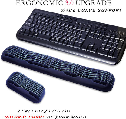 UnivoColors Ergonomic Mouse Wrist Rest,Latest 3.0 Wave Curve Design,High-Resilience Memory Foam Non-Slip Base,Reduces Wrist Fatigue,Ideal for Office Gaming & Long Hours of Use(Black)