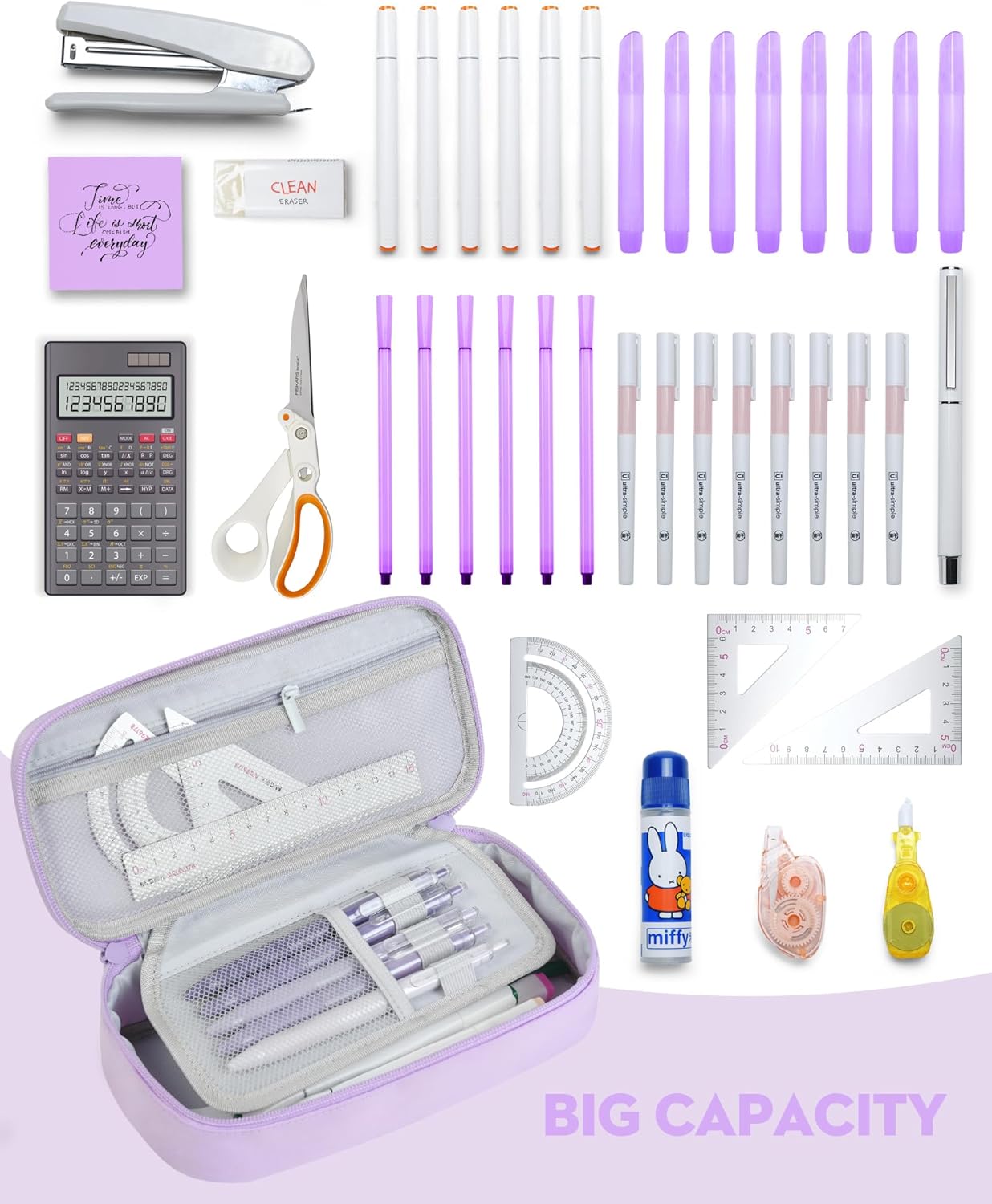 YOKUMA Pencil Case,Large Capacity Pencil Pouch,Aesthetic Zipper Pencil Box, Back to School Supplies for College Student Teen Adults,Travel Essentials,Electronic Cable Organize