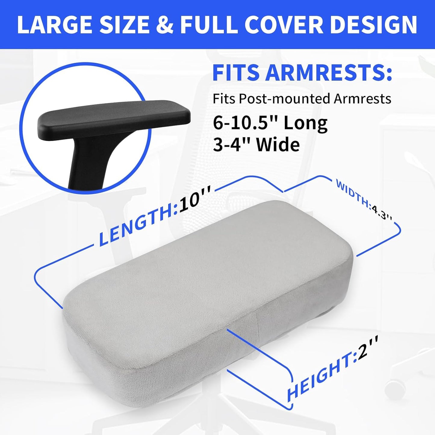 YOUFi Office Chair Arm Pads Extra Soft Velvet Arm Rest Covers for Elbows & Forearms Pressure Relief, Set of 2 Armrest Covers for Desk Chair, Gaming Chair (Black)