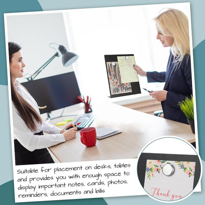 Fainne 2 Pcs Magnetic Bulletin Board with Easel Stand Mini Magnet Metal Tabletop Memo Display Board for Back to School Menu Table Office Supplies (Black,11 x 8.5 Inches)