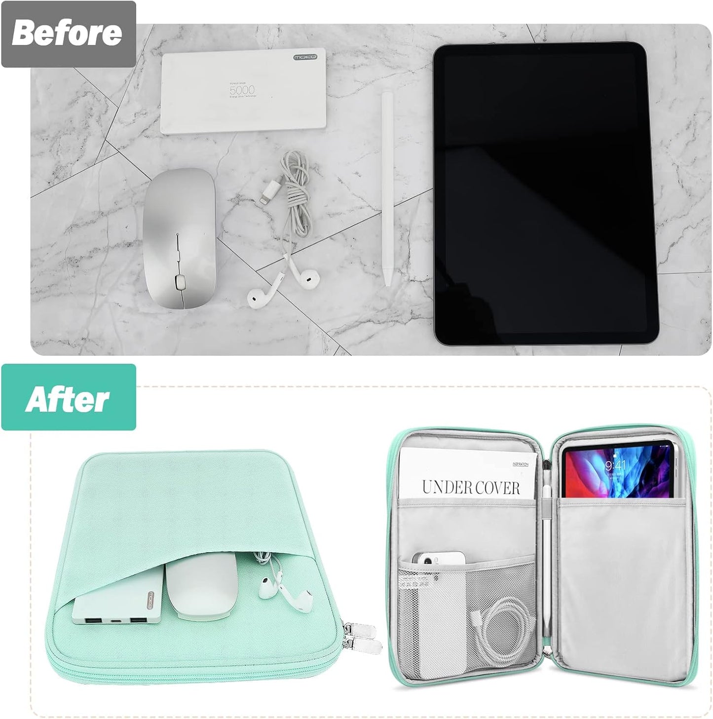 MoKo 9-11 Inch Tablet Sleeve Case, Fits New 11inch iPad Air M4/Pro M5, iPad A16 11", i-Pad 10/9/8/7th/Air 5/4th 10.9"/10.2", Tab S9/S8 11", Protective Bag Carrying Case with Pocket, Dark Gray