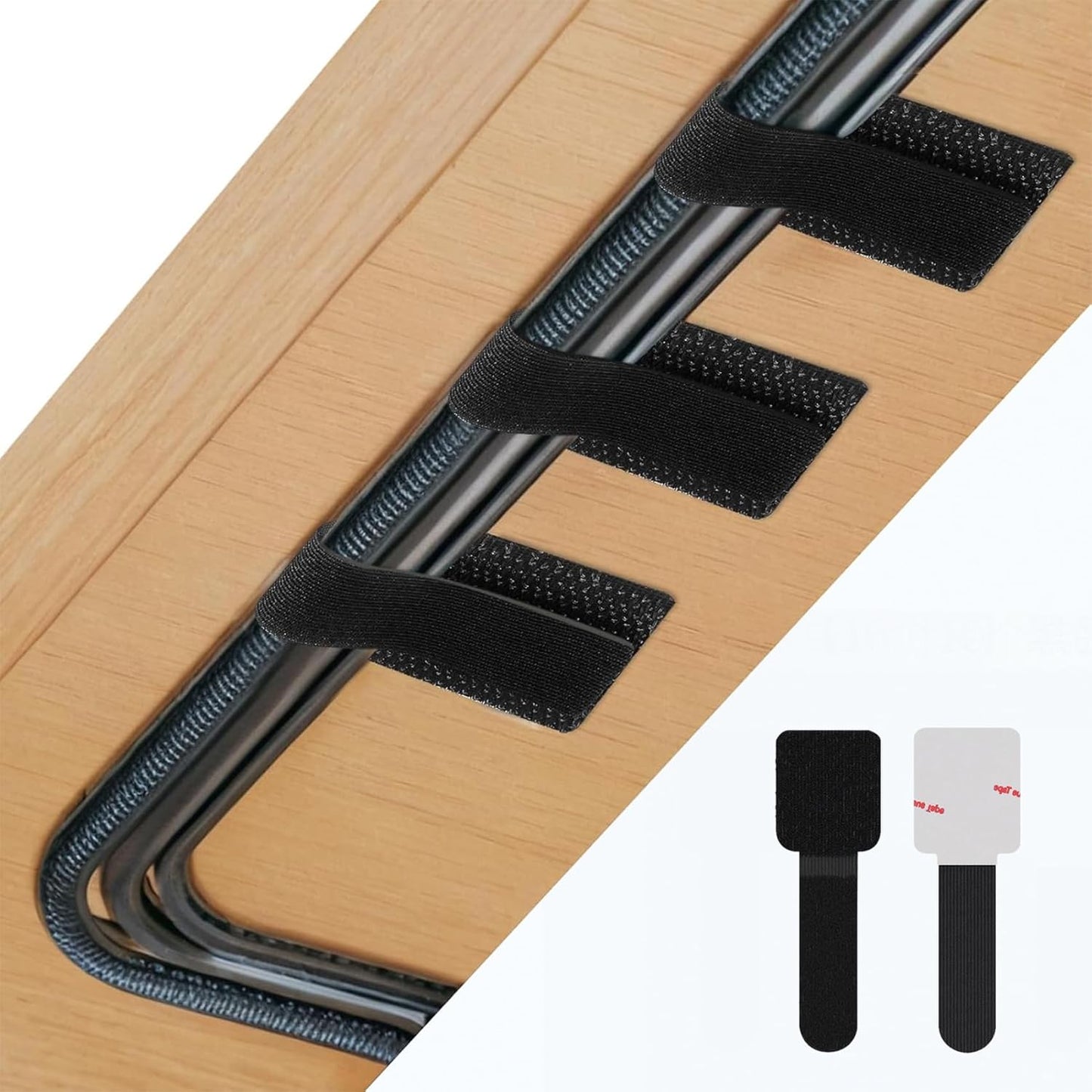 Abnii 50 PCS Hook and Loop Cable Ties, Under Desk Cable Management, Self Adhesive Cable Clips Straps, Sticky-Back Cord Organizer, Wire Organizer for TV PC Laptop Ethernet Desktop, White