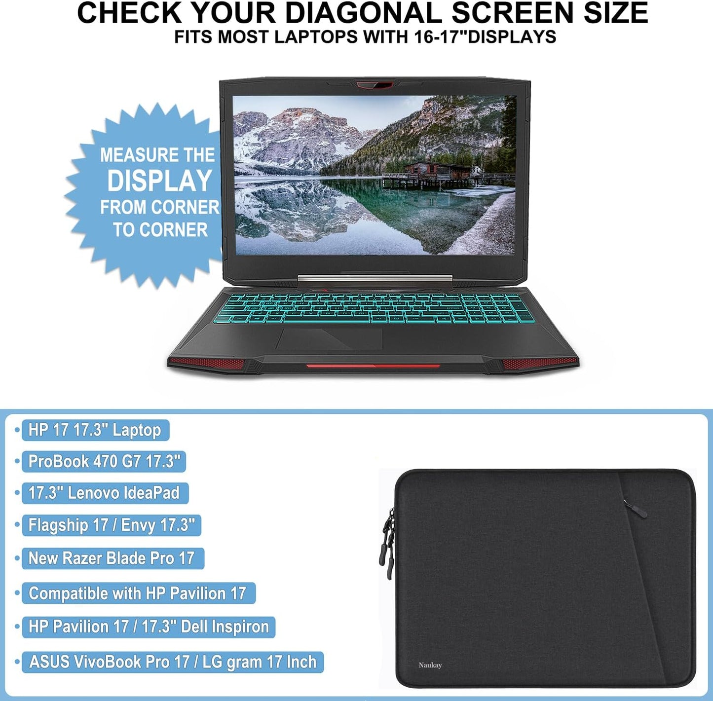 Laptop Sleeve Case 13.3 inch, Shockproof Protective Computer Cover with Accessories Pocket, Portable Laptop Bag Compatible with MacBook Air/Pro 13-13.3 inch, Compatible for MacBook Pro 14 inch, Black | Shockproof