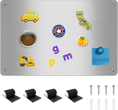 2Pack Magnetic Board,17.1" x 11.8" Magnet Display,for Magnets and Bulletin Board,Suitable for Wall, Refrigerator, Compartment, Cabinet etc,Comes with Dual Lock Tape for Easy Hanging (Silver)