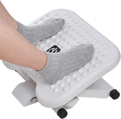 HUANUO Adjustable Desk Footrest, Foot Rest for Under Desk at Work with Massage, Adjustable Foot Stool with 3 Height Position & 30 Degree Tilt Angle Adjustment for Home, Office, Gray