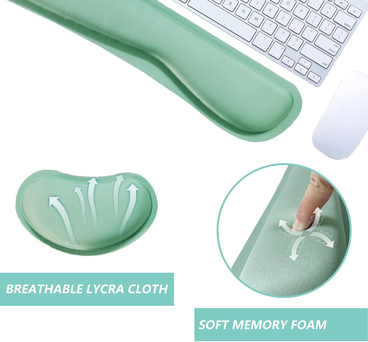Keyboard Wrist Rest Mouse Wrist Support Set, Memory Foam Wrist Rest Pad for Computer Laptop Keyboard Mouse, Ergonomic Wrist Cushion Support for Typing Pain Relief, Gaming Home Office, Flowers Grass