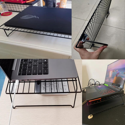 Laptop Stand Low Profile Metal Foldable Laptop Riser Holder Ventilated Cooling Computer Notebook Stand for MacBook Air Pro MBA Computer Desktop Monitor Printer Mini PC Raise Screen to Eye Level