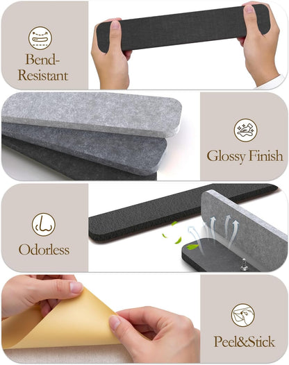 JBER Felt Strip Board 5 Pack 13"x2", Cork Board Alternative Pin Bulletin Board, Self-Adhesive Vision Board with 25 Push Pins for Walls, Office & Home Decor(Light Camel)