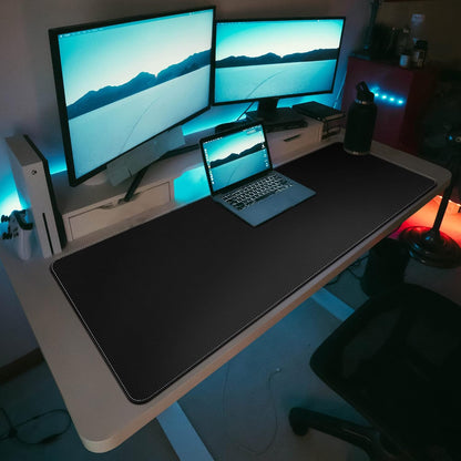 Vyaaa PU Leather & Cork Desk Mat, 39.4"x15.7" Dual Sided Computer Desk mat, Waterproof Large Mouse Pad, Non-Slip Office Desk pad, Office Desk Protector for Work/Gaming/Home (Black)
