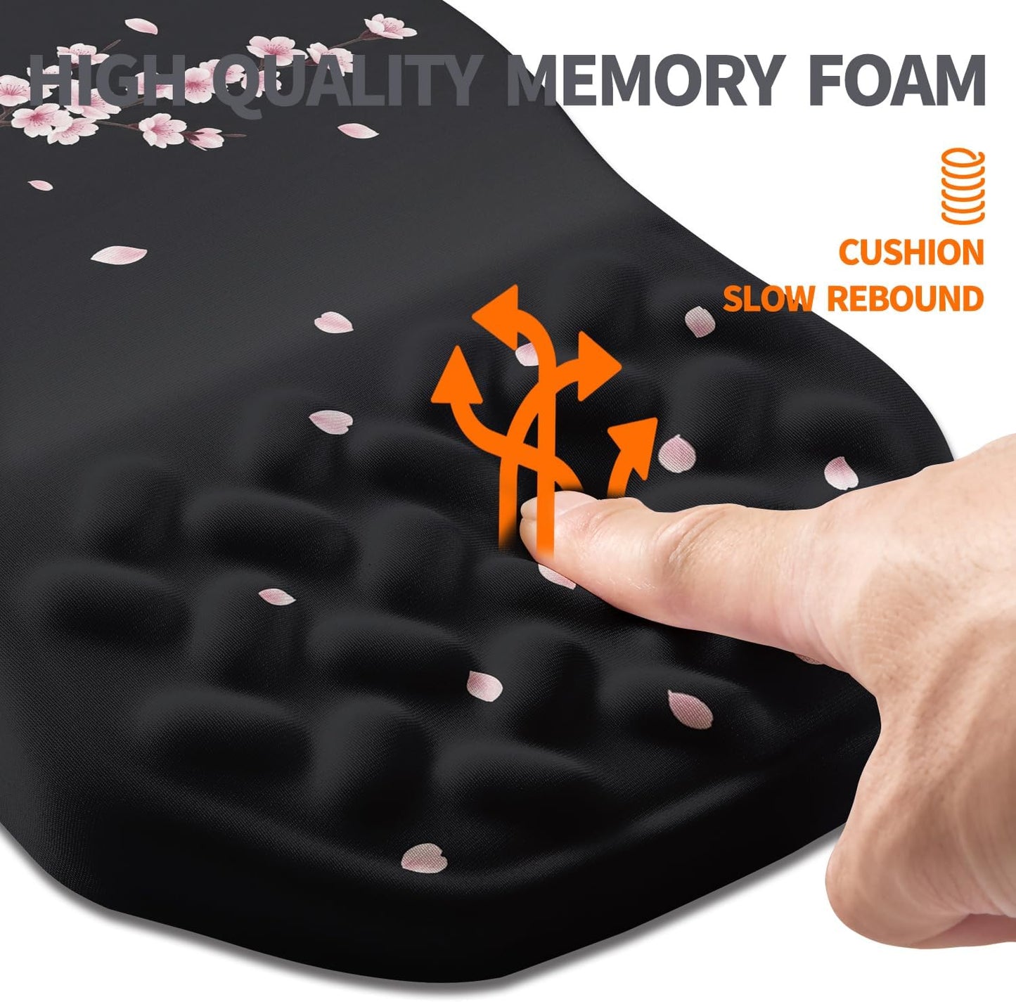 Ergonomic Slope Mouse Pad Wrist Support, Wrist Rest Mousepad for Carpal Tunnel Pain Relief with Massage Bulge and Slow Rebound Memory Foam (12x8 inch, Black)