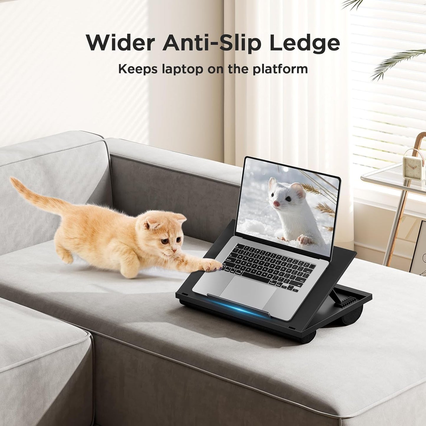 HUANUO Laptop Desk, Portable Laptop Stand Fits Up to 15.6 Inch Laptops, Adjustable with 8 Angles Lap Desks for Adults - Dual Cushion Desk for Sofa, Bed, Car or Work Table